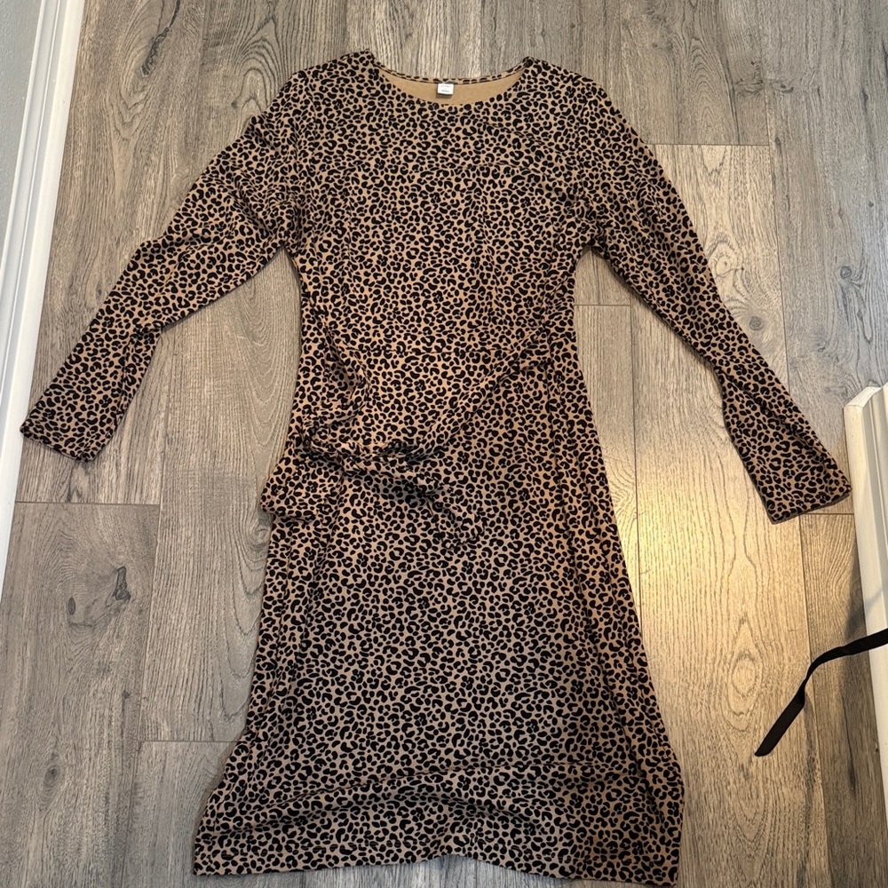 Leopard Print Long Sleeve Dress